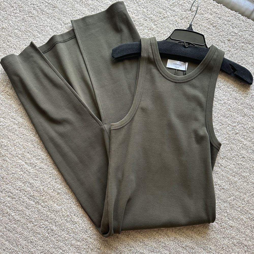 Soldout NYC Long Not So Basic midi tank dress Olive Green Med NWT